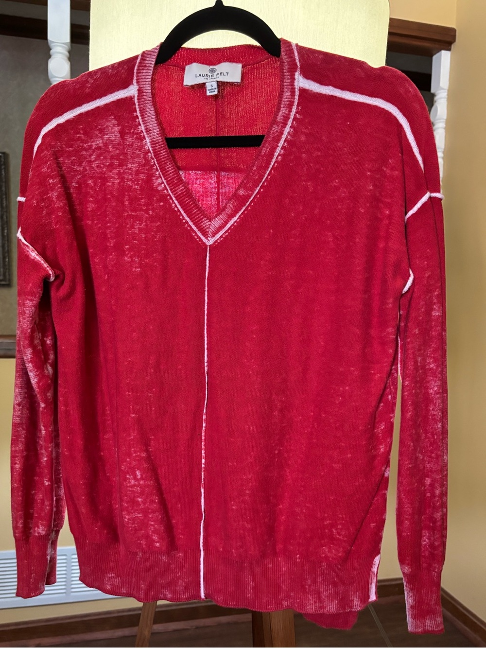Women’s Red V-Neck Sweater